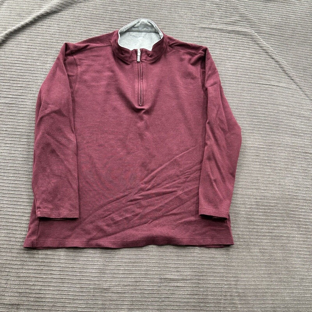 Mizzen + Main 1/4 Zip Sweater Men XL Burgundy Rayon Long Sleeve Preppy Designer.